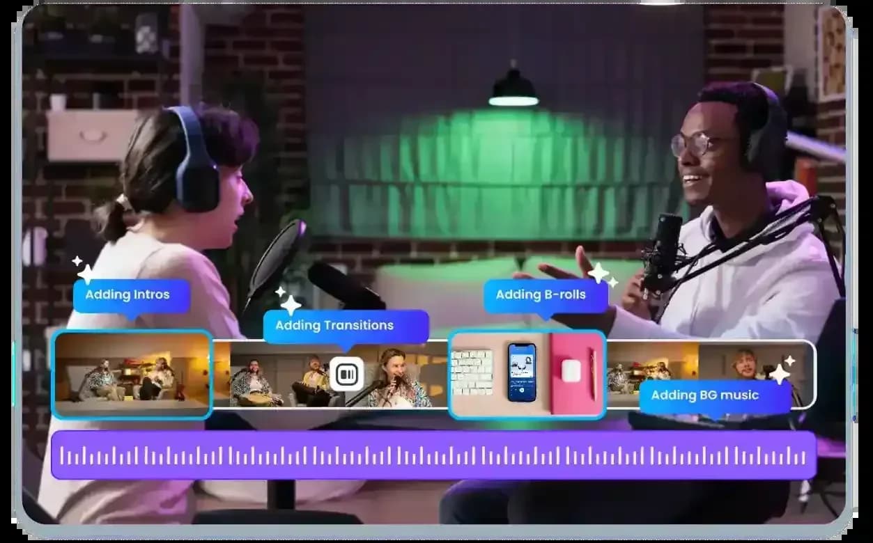 Smart Edit interface showing automated video structure steps