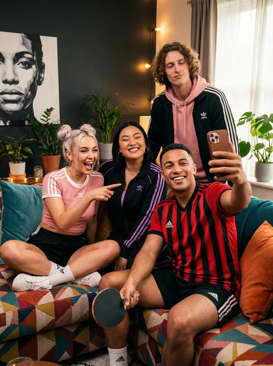 Group of creators filming UGC-style content on a couch