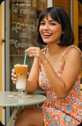 Pinterest lifestyle pin with creator holding a beverage