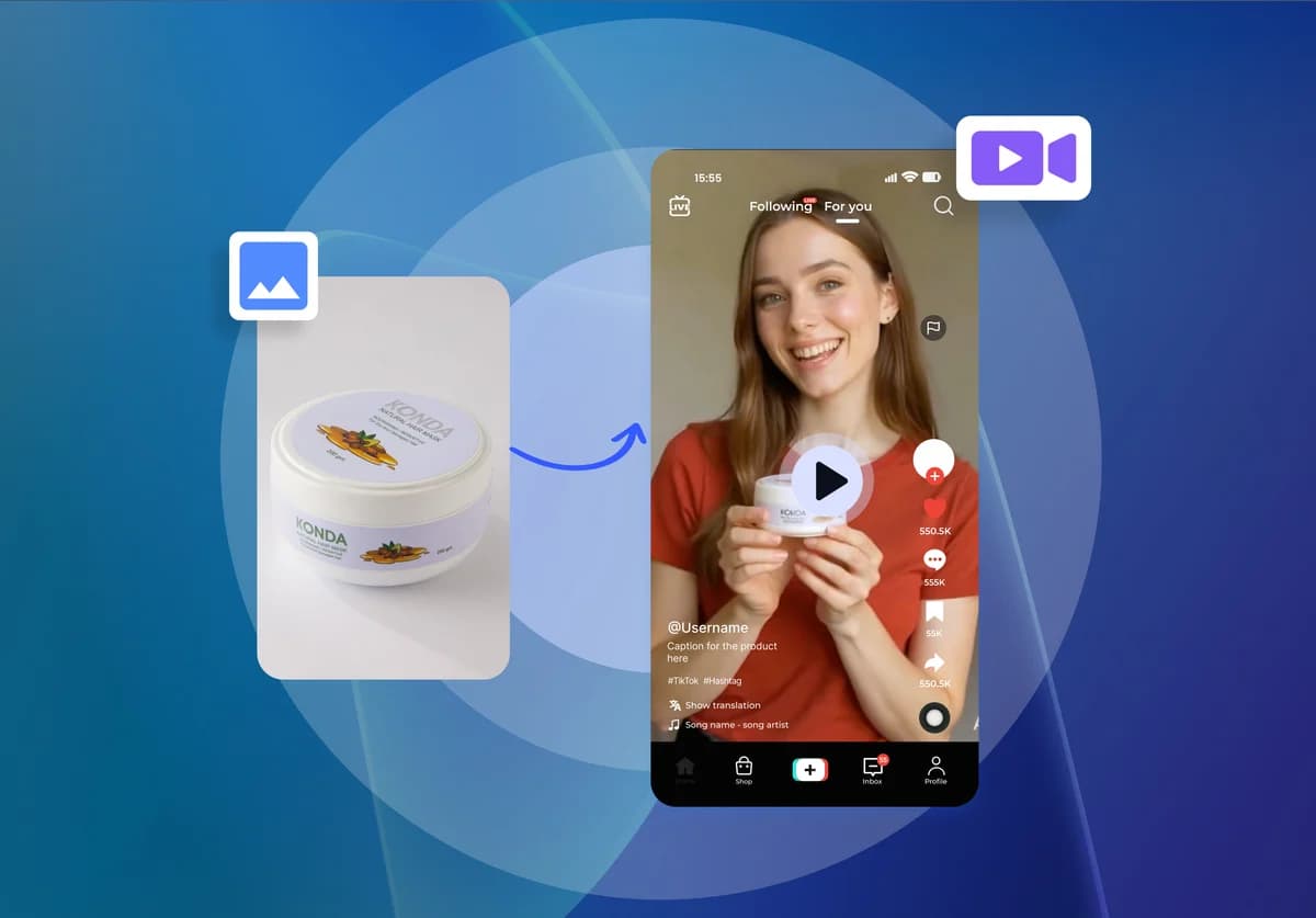 Product image to video with phone mockup and product jar