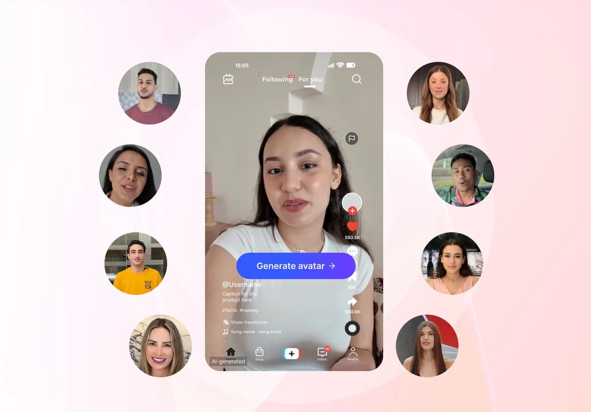 AI avatar UGC ad with generate avatar control on phone