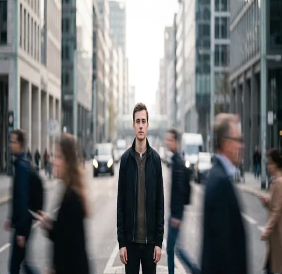Man walking on a rainy city street — Seedream 5.0 sample