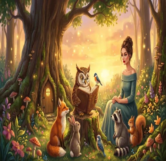 Whimsical fox, rabbit, and owl illustration — Seedream 5.0 sample