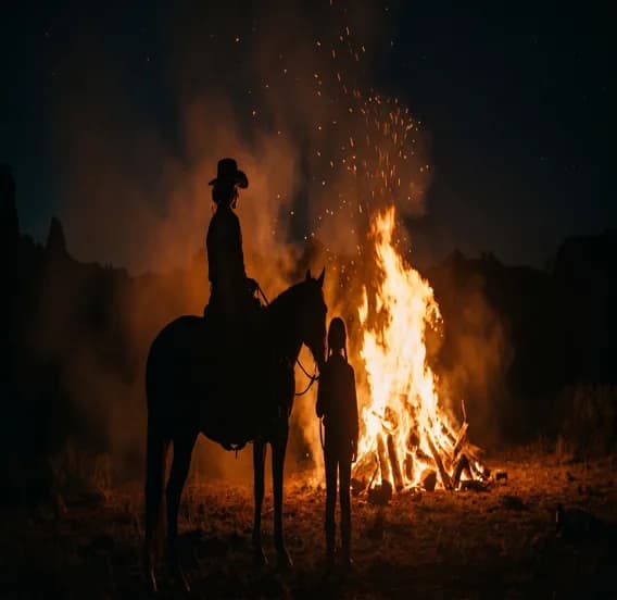 Silhouette on horseback at sunset — Seedream 5.0 sample