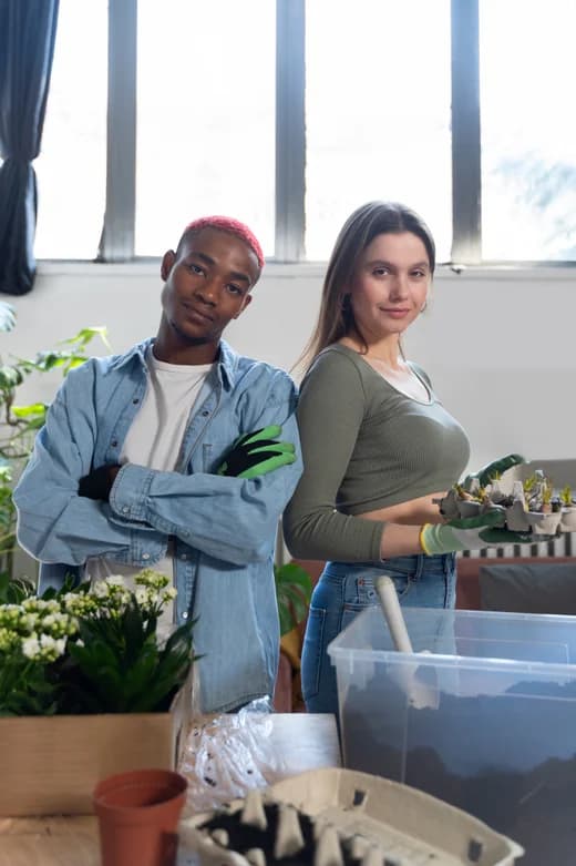 Hands holding a phone showing a shopping or video app
