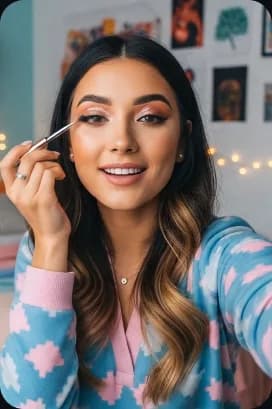 Beauty routine makeup application ad template