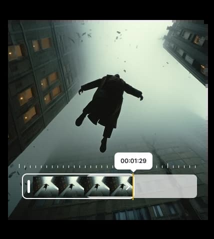 Smart scene selection timeline with AI-generated video previews