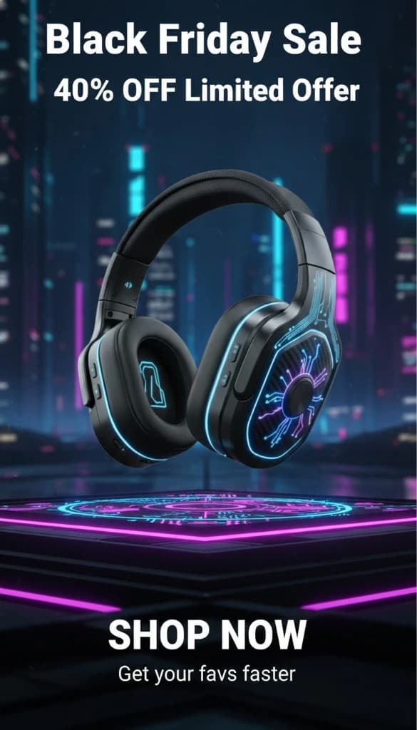 Black Friday Headphones Sale template preview