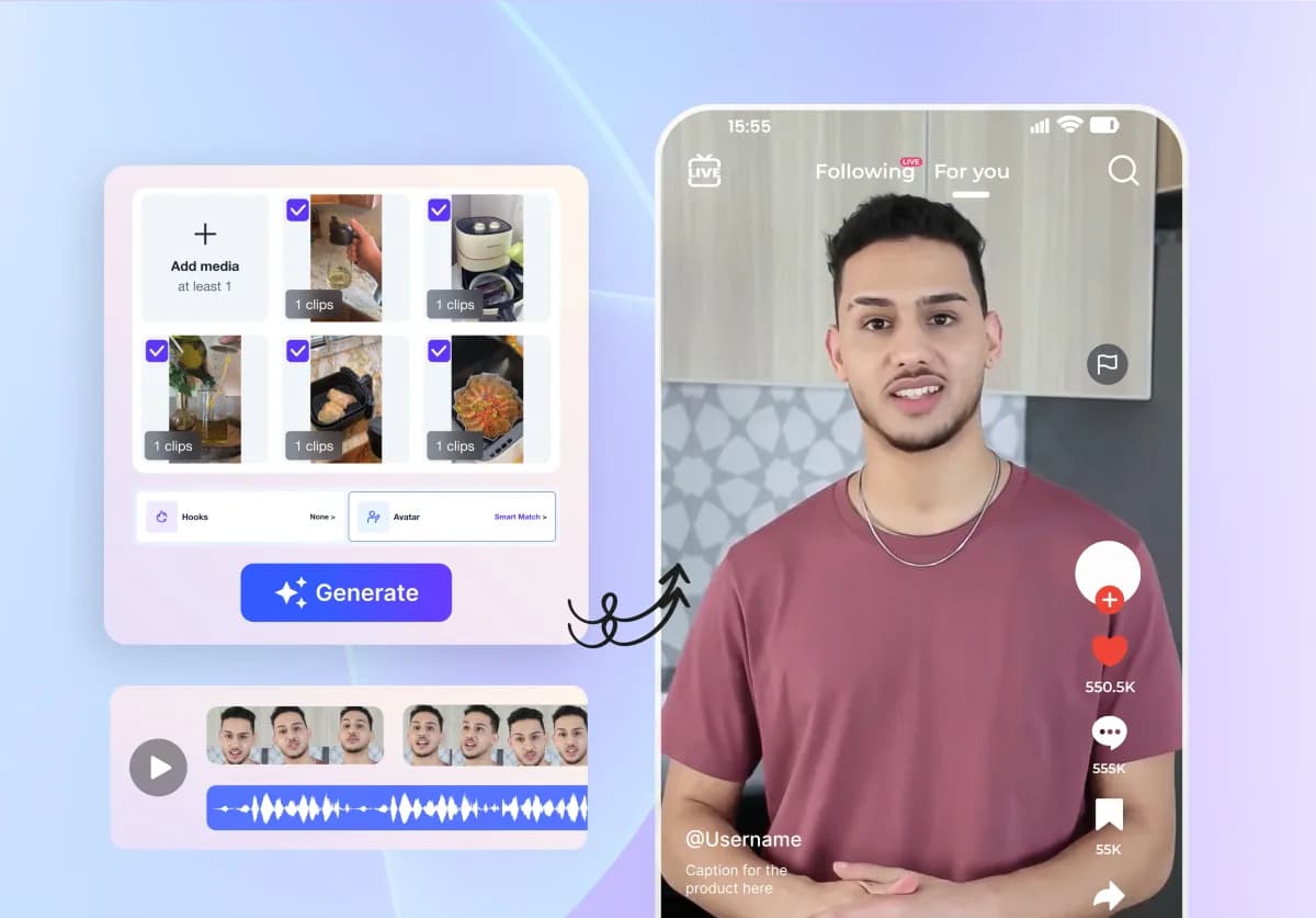 Automated scene selection timeline with UGC video previews