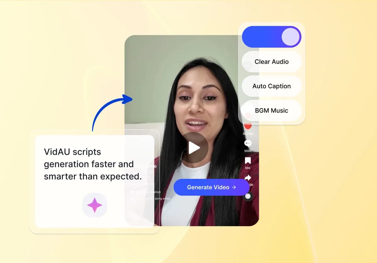 Text-to-video interface with script input and video preview