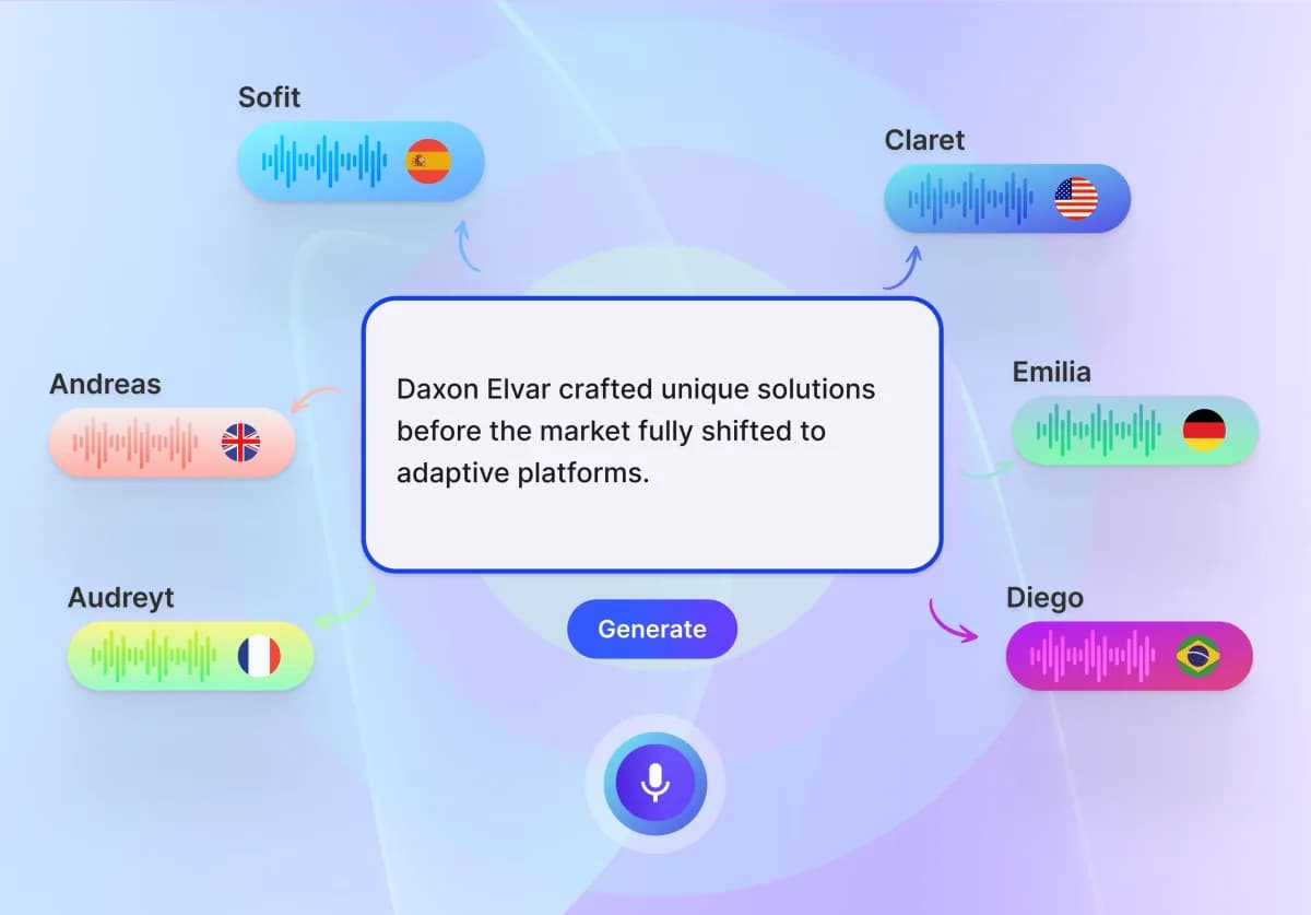 Multi-language voice and text-to-speech selection interface
