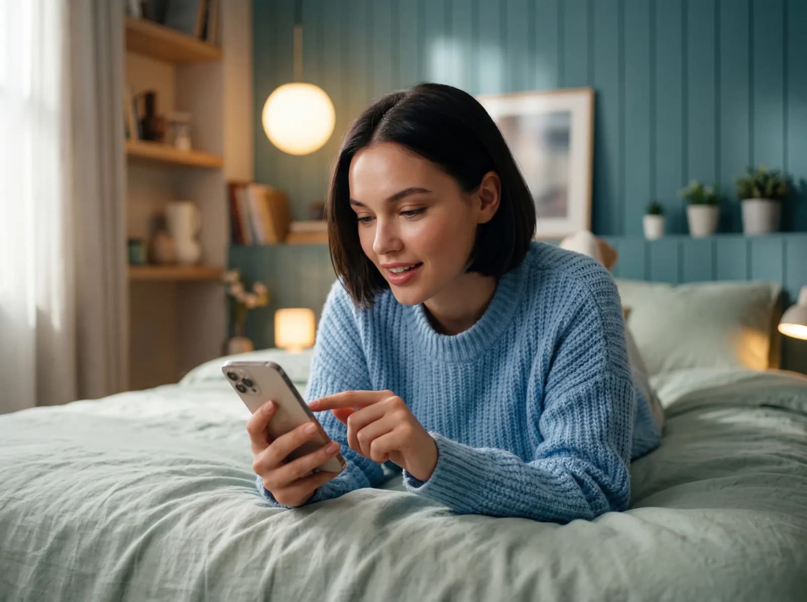 Creator using a smartphone to review an app video ad