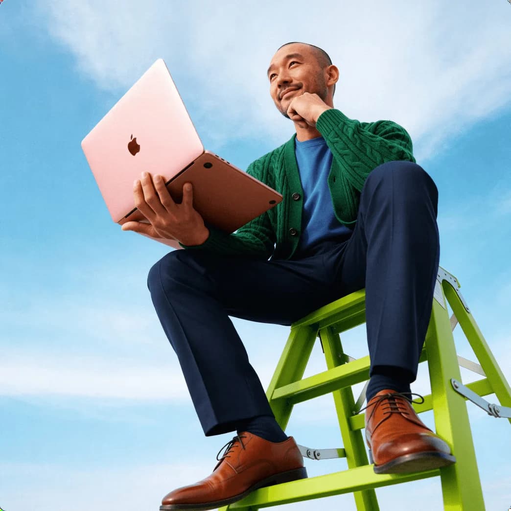 Seller thinking about growth with a laptop