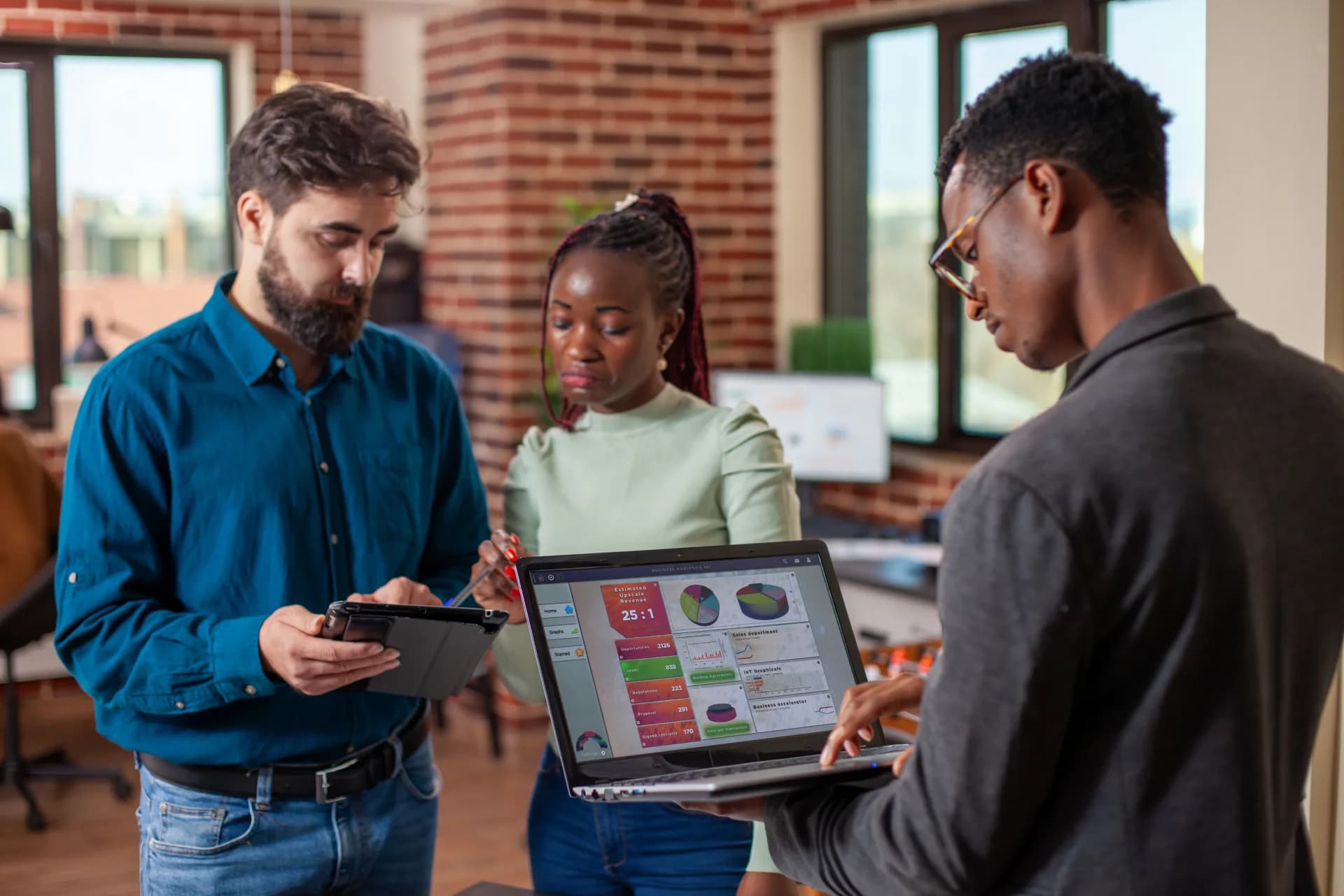 Startup team working together in a modern office