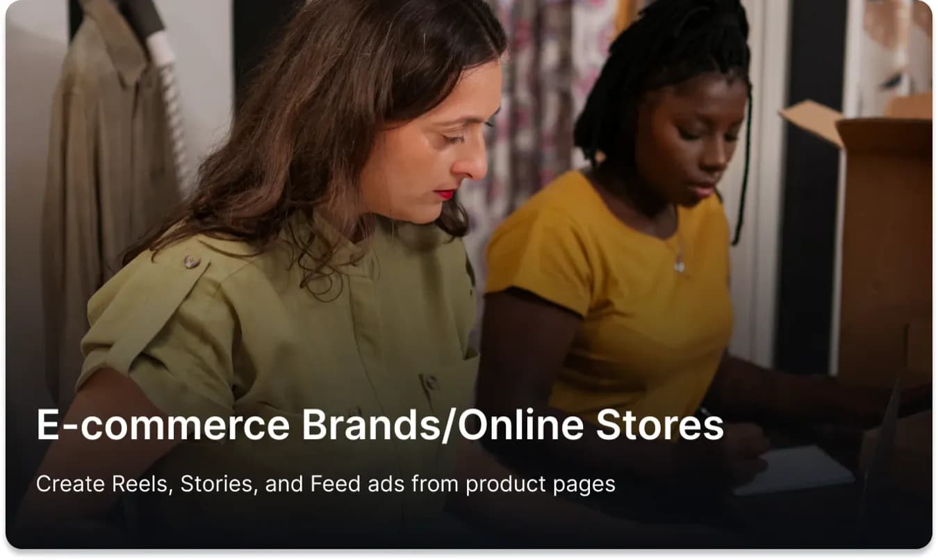 E-commerce team creating Instagram ads from product pages