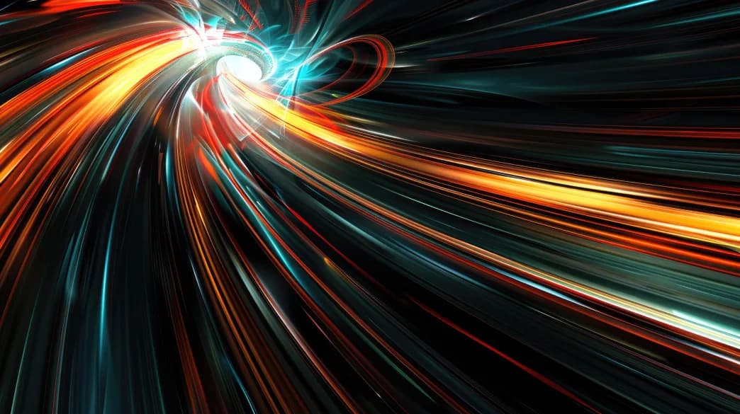 Abstract motion trails representing fast creative generation with safety guardrails