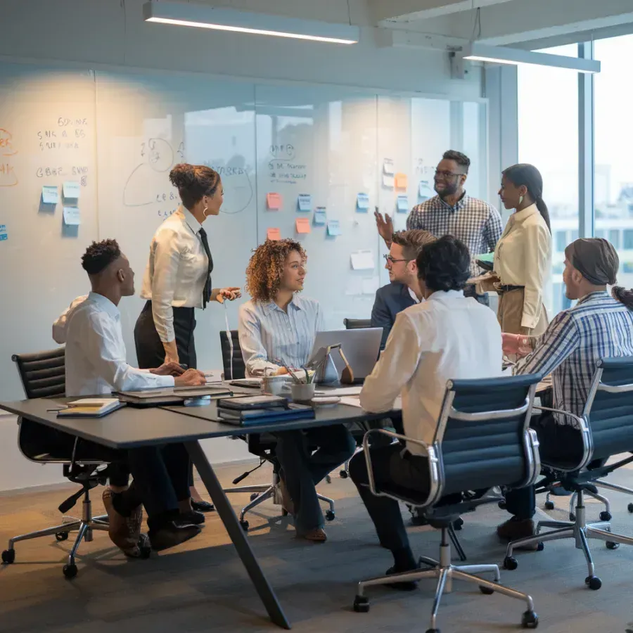 Agency team planning Facebook ad campaigns for multiple clients