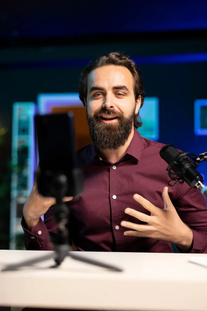 Influencer recording on smartphone