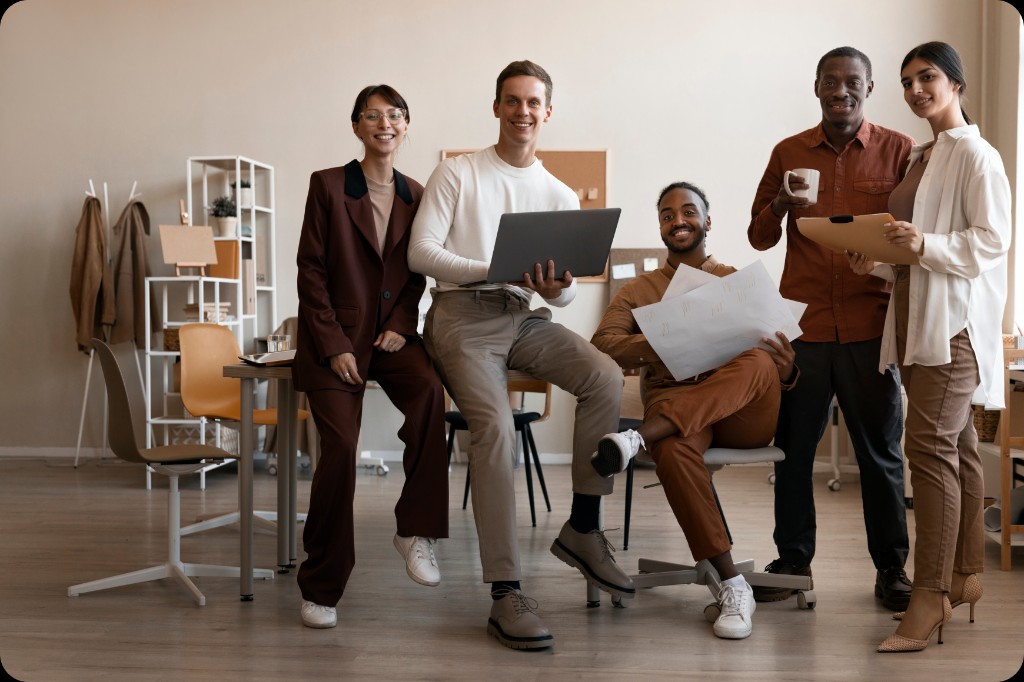 VidAU team members in a modern office