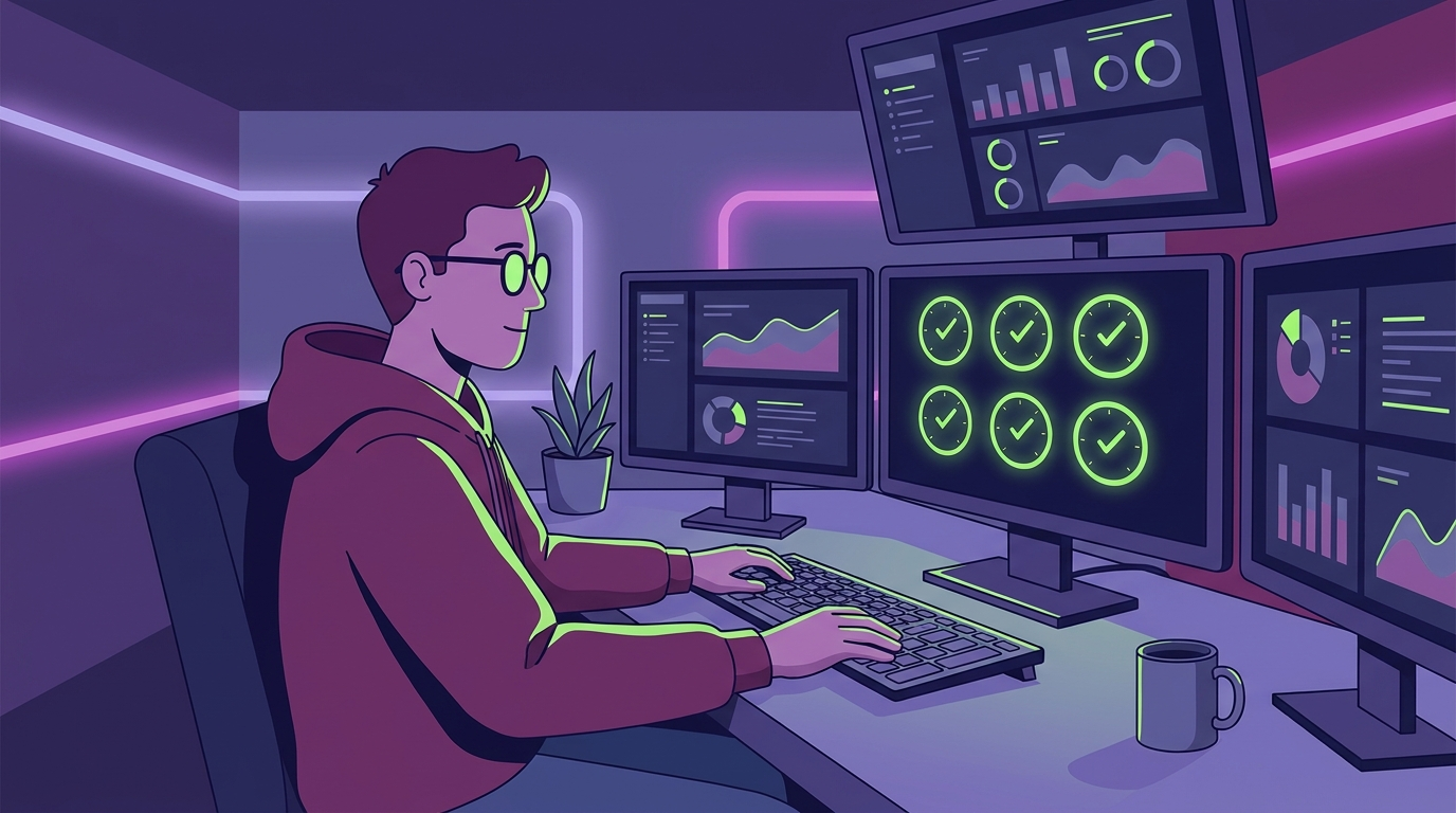 Marketer monitoring an email deliverability dashboard with healthy sender reputation