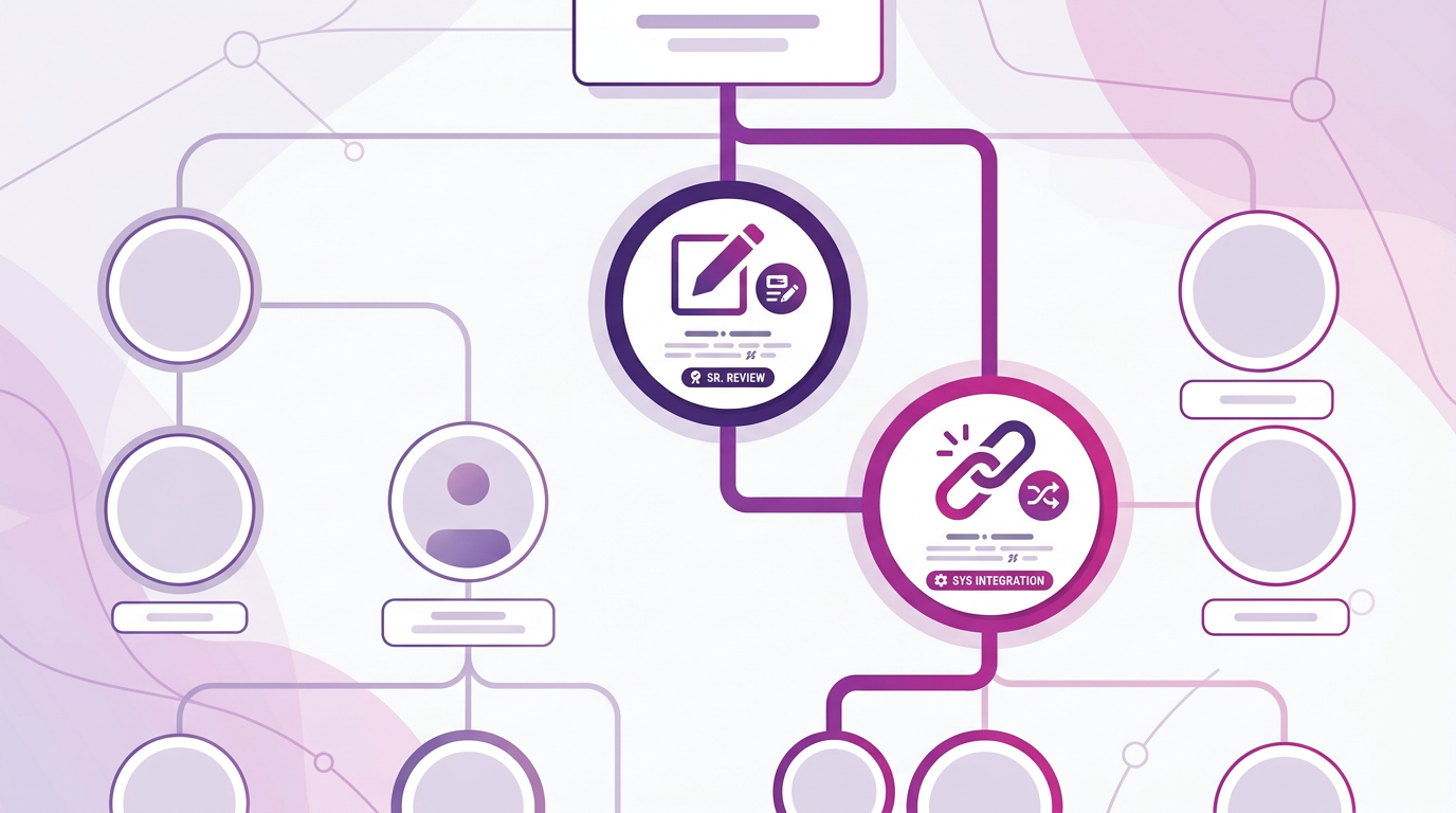 Senior review and systems integration role icons standing out in an org chart