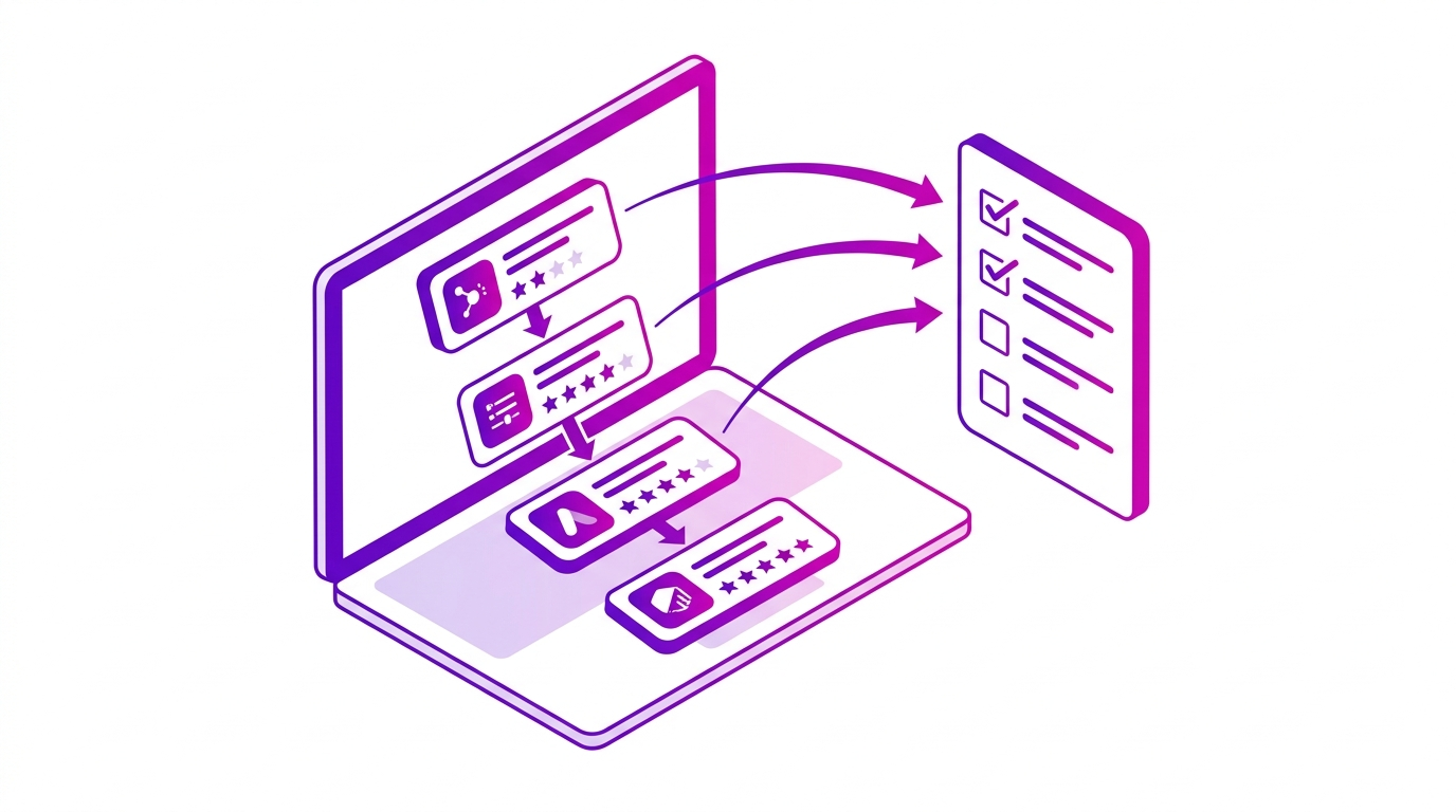 Ranked shortlist illustration of the best AI marketing tools for 2026 with star ratings and checklist
