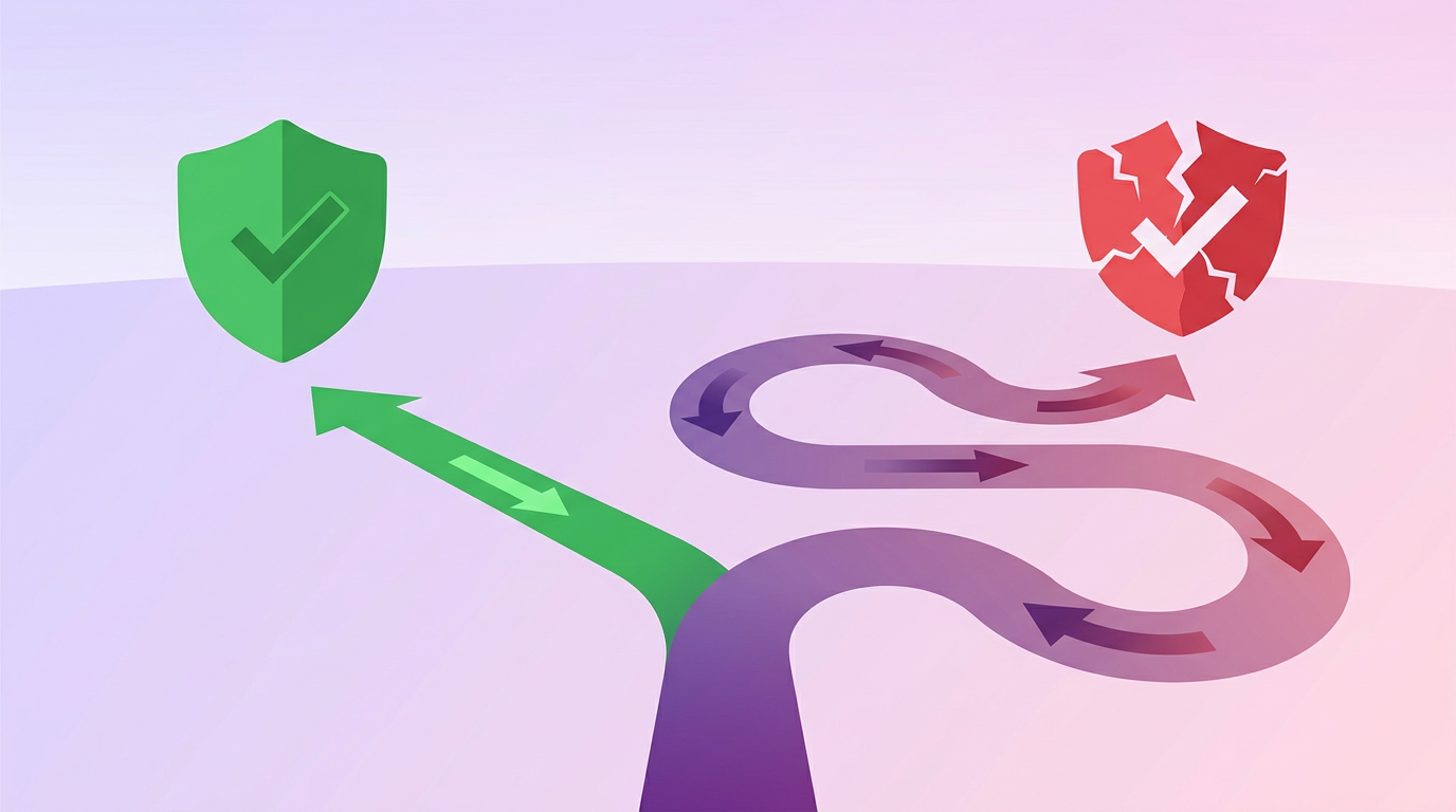 Two diverging paths, disclosed leading to trust and hidden leading to broken trust