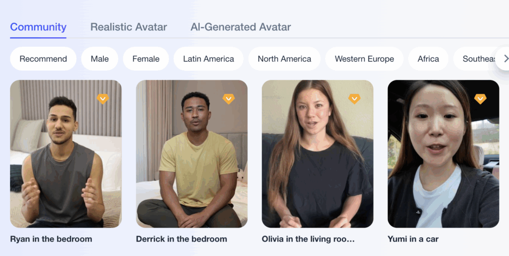 AI Video Generator – VidAU.ai step two select avatar ai video avatar maker