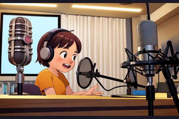 radio podcast customers audio online service with live sound 1029473 768450 – VidAU.ai female animated voice actor doing a voice over