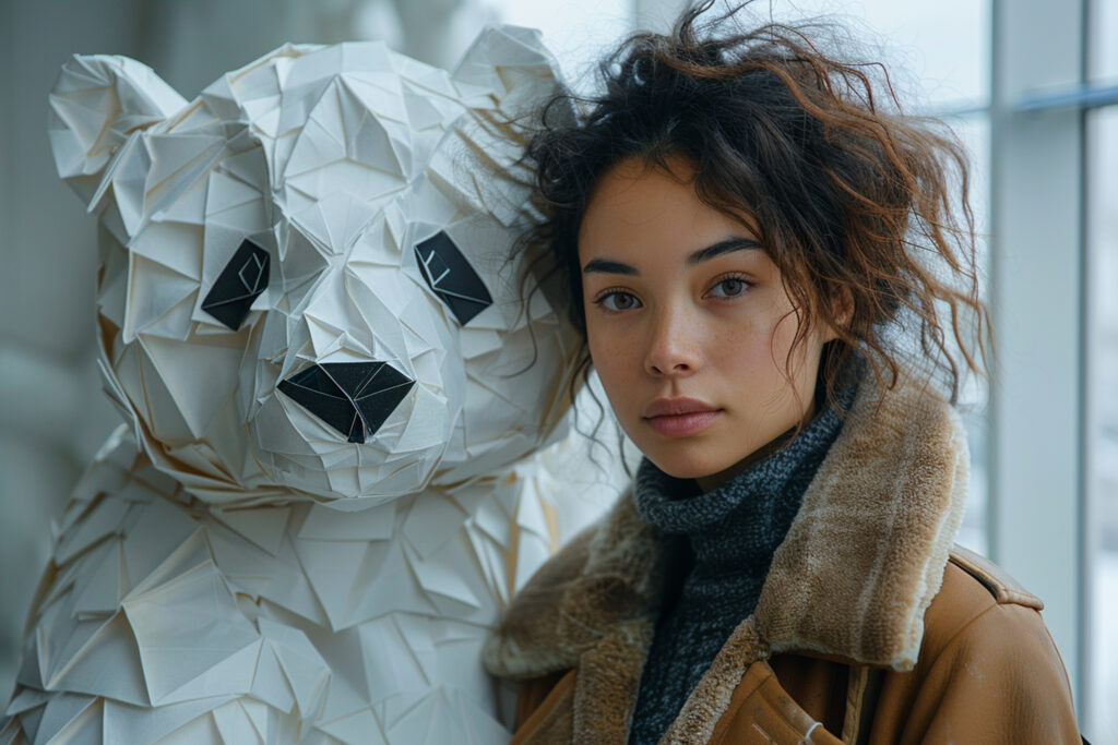 surreal-portrait-person-with-geometric-animal-representation – VidAU.ai Create an AI Avatar with photos