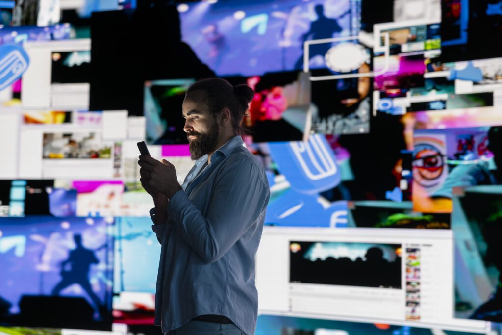 Man Checking Multiple Viral ad campaigns 