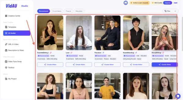 High impact 1 select avatar creator of VidAU for YouTube shorts