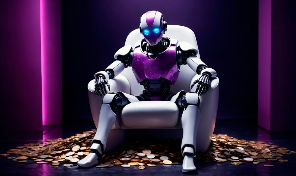 AI Generated Avatars robot sitting on a chair AI Generated Avatars robot sitting on a chair