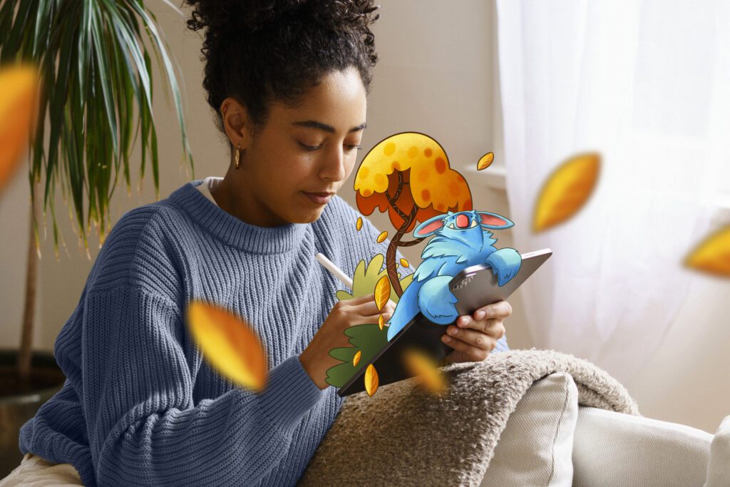 woman-with-tablet-device-illustrating