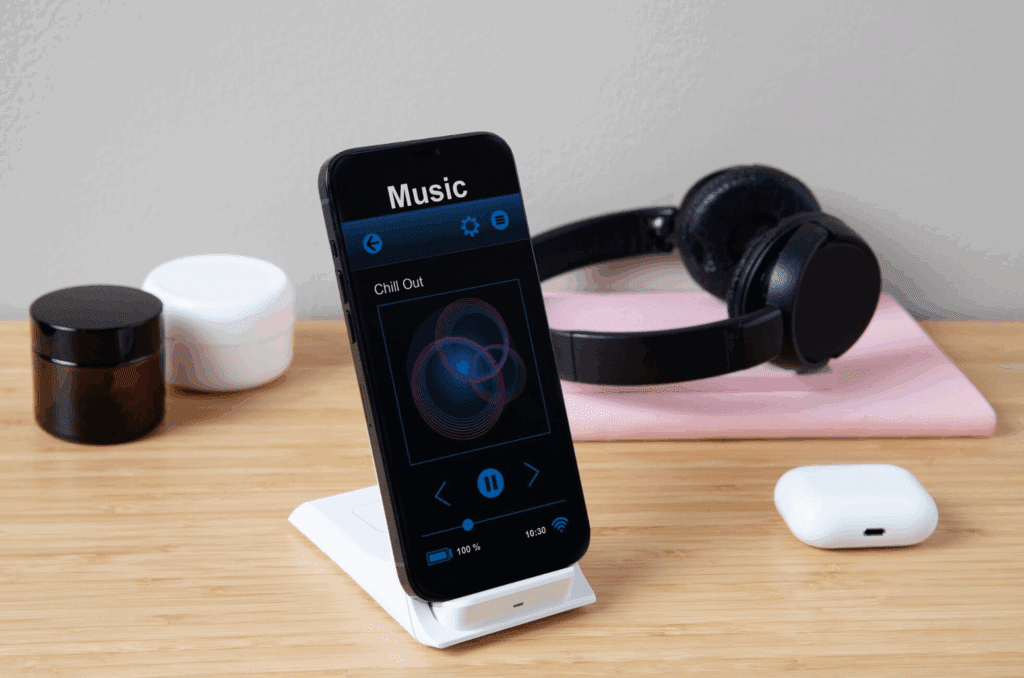 Music playing on smartphoen, headset and airpods – VidAU.ai url to mp3, YouTube URL to MP3 Converter