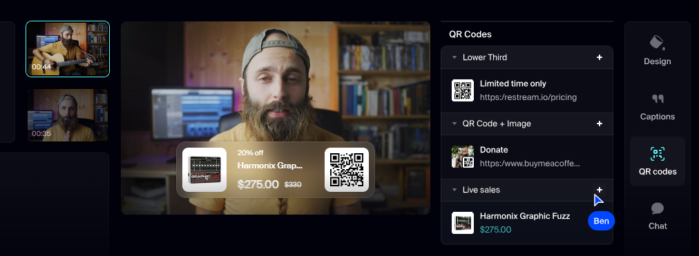image – VidAU.ai Restream studios, showing the interface