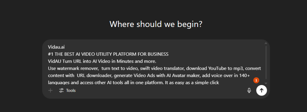 image – VidAU.ai ai.claude and chatgpt showing an inserted prompt