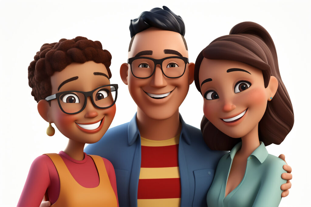 3d-portrait-happy-friends – VidAU.ai 3d character creator