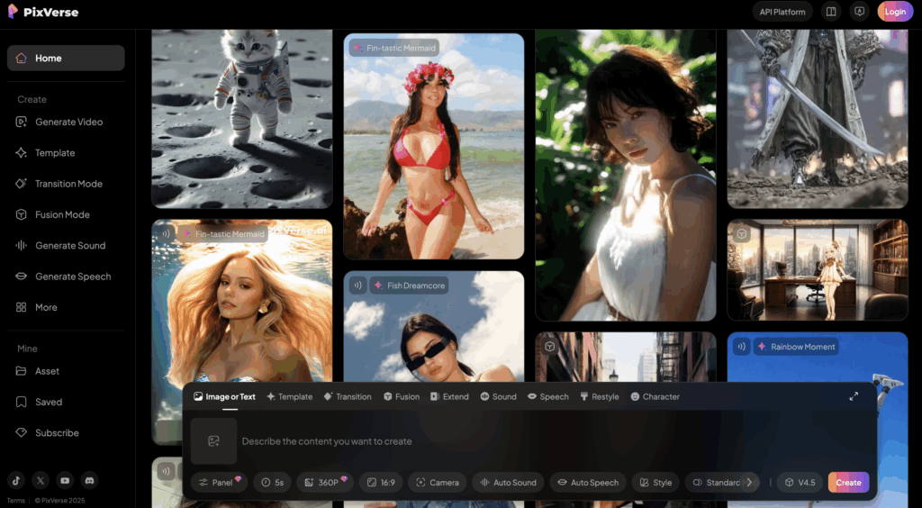 Pixverse AI – VidAU.ai A screenshot of Pixverse landing page
