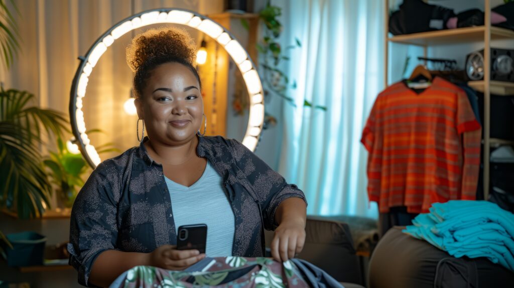medium-shot-plus-sized-woman-influencer free products for reviews