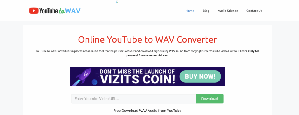 YouTube to WAV home page