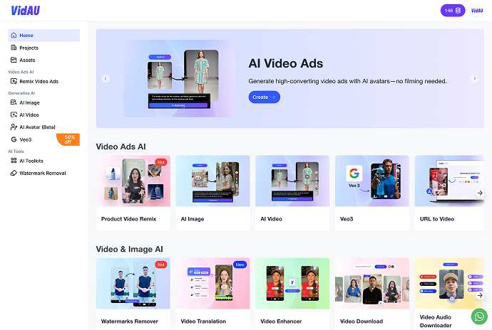 dashboard – VidAU.ai dashboard