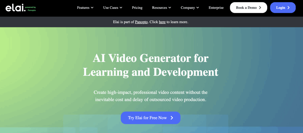 Elai homepage – VidAU.ai Elai homepage