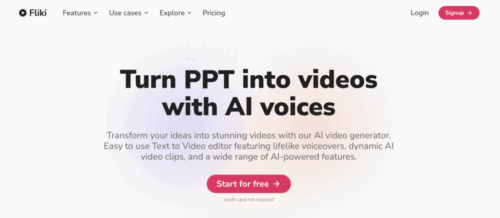 Fliki homepage – VidAU.ai Fliki homepage