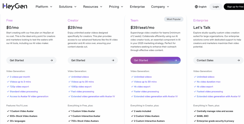 Heygen pricing – VidAU.ai Heygen pricing