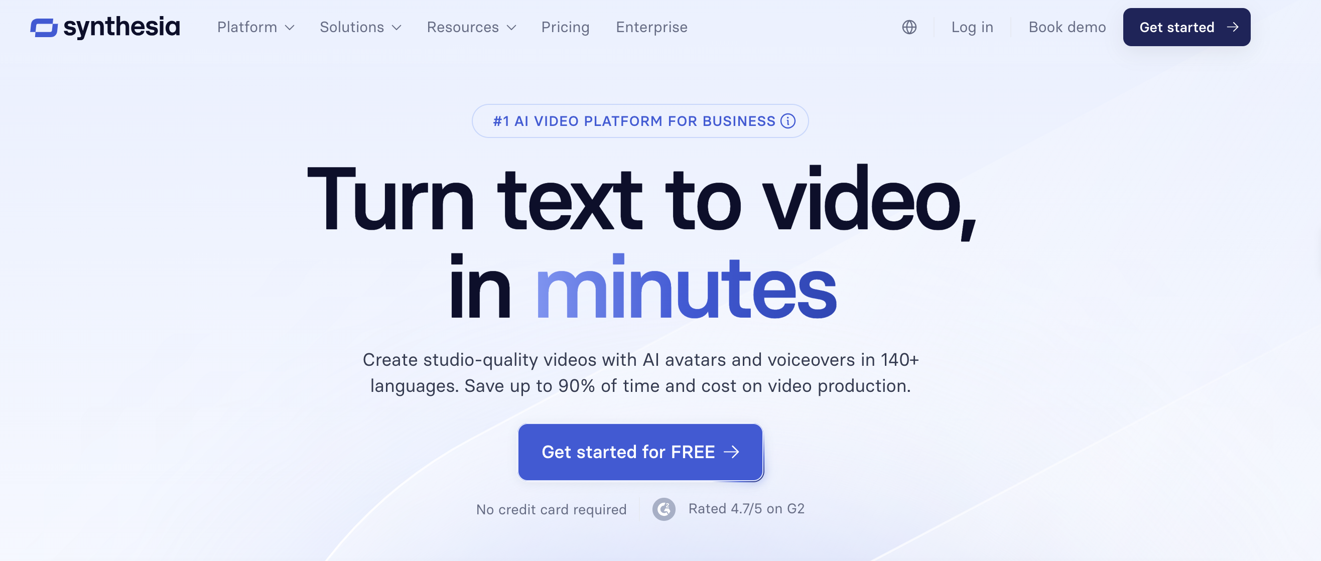 Synthesia homepage – VidAU.ai Synthesia homepage