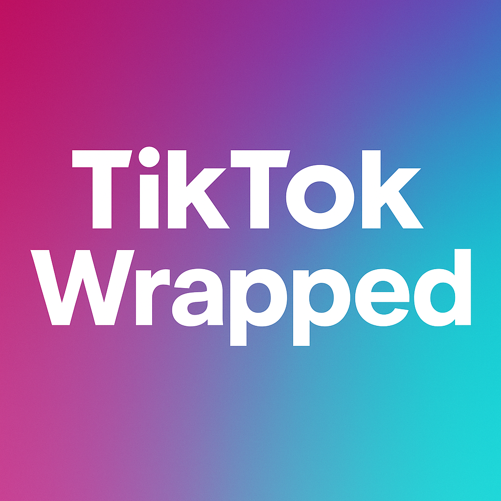 TikTok Wrapped text on a vibrant gradient background with pink, purple, and turquoise colors.