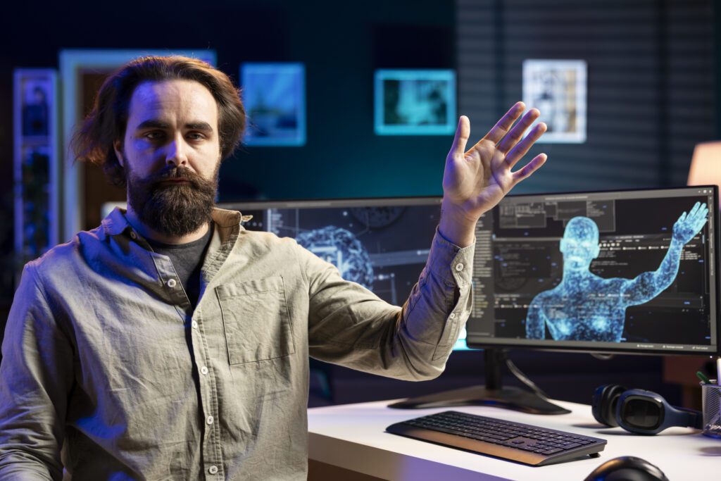 Artificial intelligence possessing engineer spiraling out of control Artificial intelligence possessing engineer spiraling out of controlA Team leader describing how Deepbrain AI works to his team members.