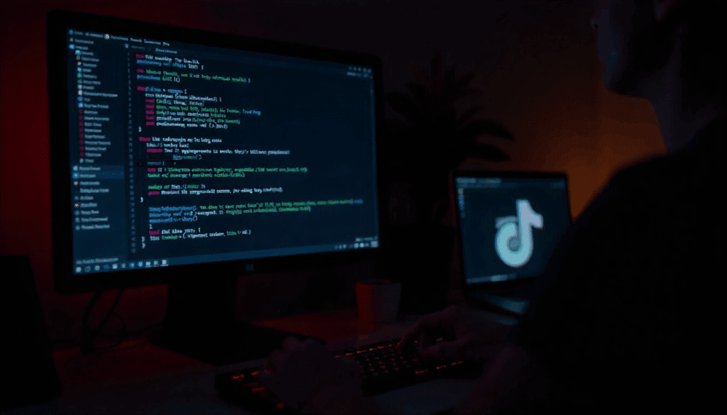 Retro Desktop — TikTok Transcript Generator tiktok transcript generator running on a retro desktop with TikTok logo on screen