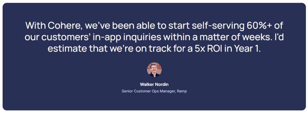 image – VidAU.ai Cohère quotes stating Walker Nordin